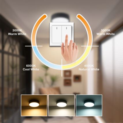 Brilagi - LED Stropné svietidlo POOL LED/18W/230V 3000/4500/6000K pr. 20 cm čierna