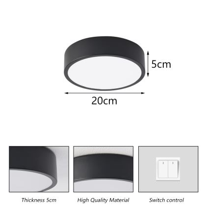 Brilagi - LED Stropné svietidlo POOL LED/18W/230V 3000/4500/6000K pr. 20 cm čierna