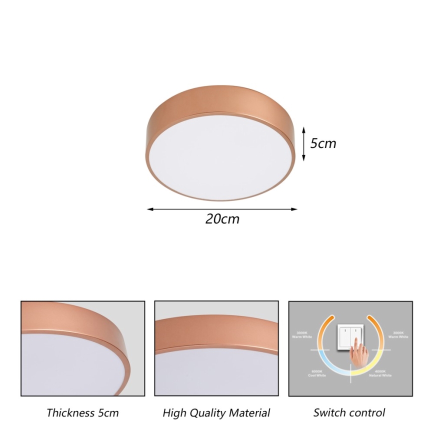Brilagi - LED stropné svietidlo POOL LED/24W/230V 3000/4000/6000K pr. 20 cm bronzové