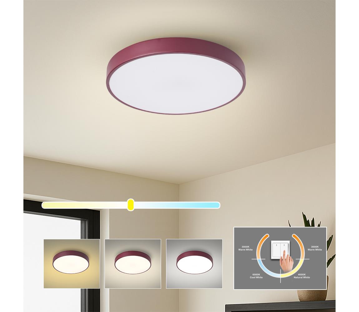 Brilagi - LED stropné svietidlo POOL LED/36W/230V 3000/4000/6000K 30 cm bordová BRI681