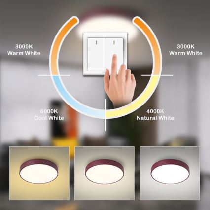 Brilagi - LED stropné svietidlo POOL LED/36W/230V 3000/4000/6000K, priemer 30 cm, bordové