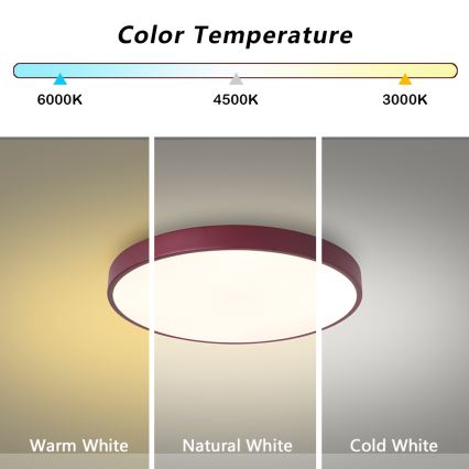 Brilagi - LED stropné svietidlo POOL LED/36W/230V 3000/4000/6000K, priemer 30 cm, bordové