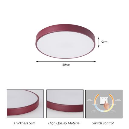 Brilagi - LED stropné svietidlo POOL LED/36W/230V 3000/4000/6000K pr. 30 cm bordové