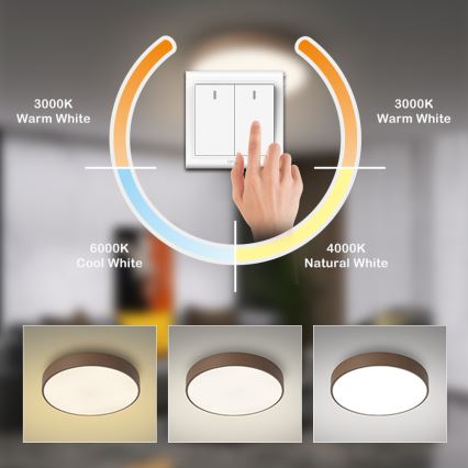 Brilagi - LED stropné svietidlo POOL LED/36W/230V 3000/4000/6000K pr. 30 cm hnedé