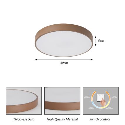 Brilagi - LED stropné svietidlo POOL LED/36W/230V 3000/4000/6000K pr. 30 cm hnedé