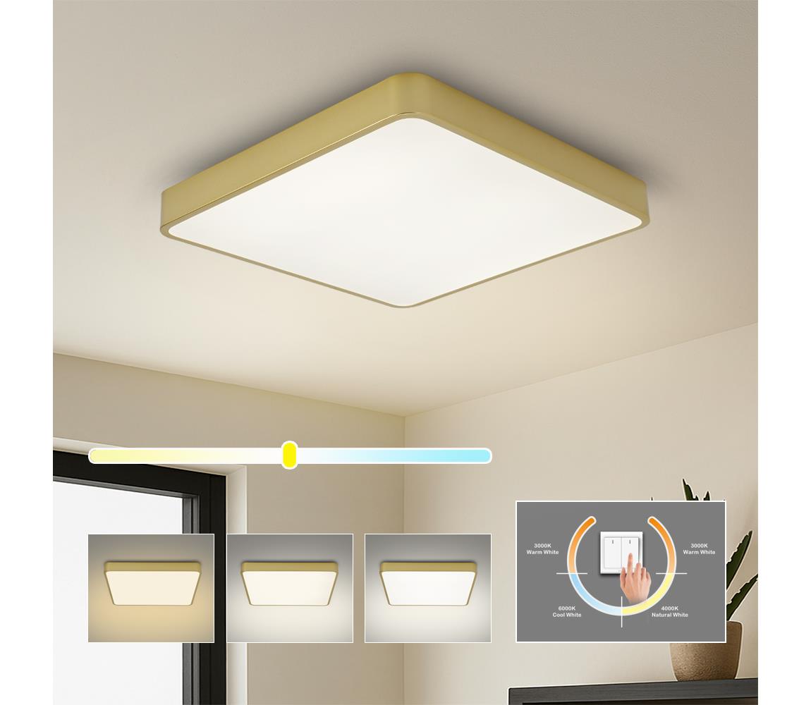 Brilagi - LED stropné svietidlo POOL LED/36W/230V 3000/4000/6000K 40x40 cm zlaté BRI660