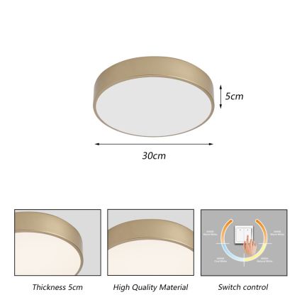 Brilagi - LED Stropné svietidlo POOL LED/36W/230V 3000/4000/6000K pr. 30 cm zlaté