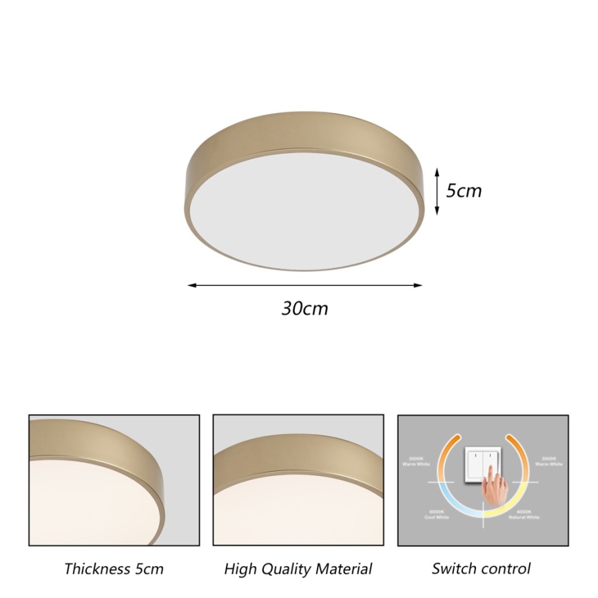 Brilagi - LED Stropné svietidlo POOL LED/36W/230V 3000/4000/6000K pr. 30 cm zlaté