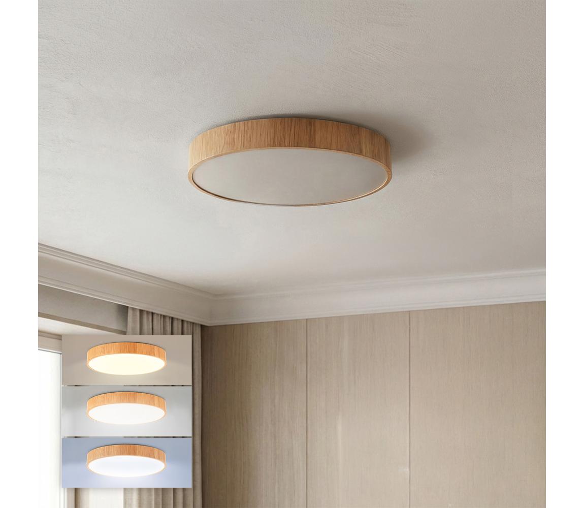 Brilagi - LED stropné svietidlo POOL LED/36W/230V 3000/4000/6000K priemer 30 cm, drevený dekor WO800-OEM47-30-CCT