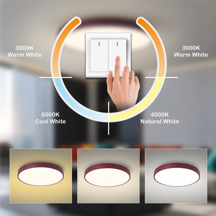 Brilagi - LED stropné svietidlo POOL LED/48W/230V 3000/4000/6000K priemer 40 cm bordové
