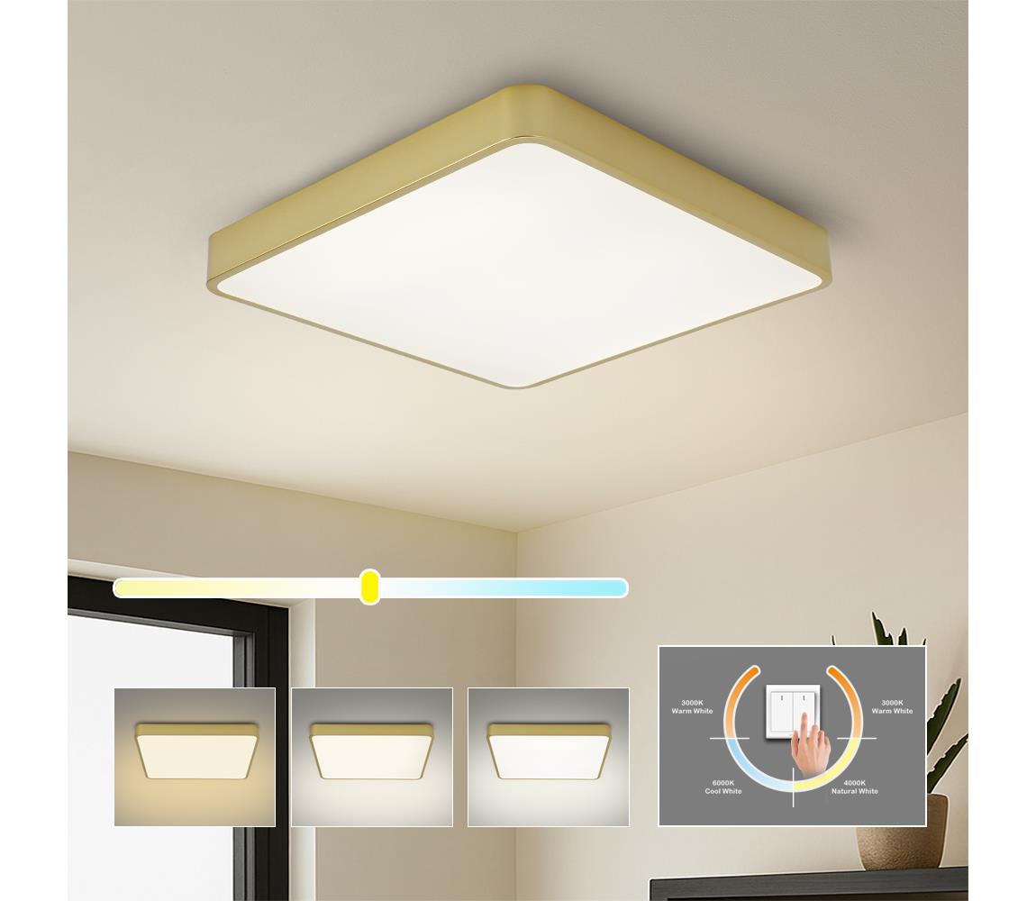 Brilagi - LED stropné svietidlo POOL LED/48W/230V 3000/4000/6000K 50x50 cm zlaté BRI664
