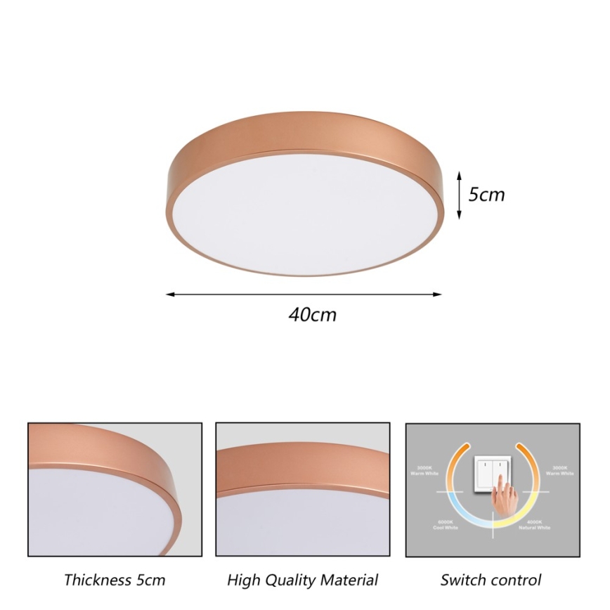Brilagi - LED stropné svietidlo POOL LED/48W/230V 3000/4000/6000K priemer 40 cm bronzové