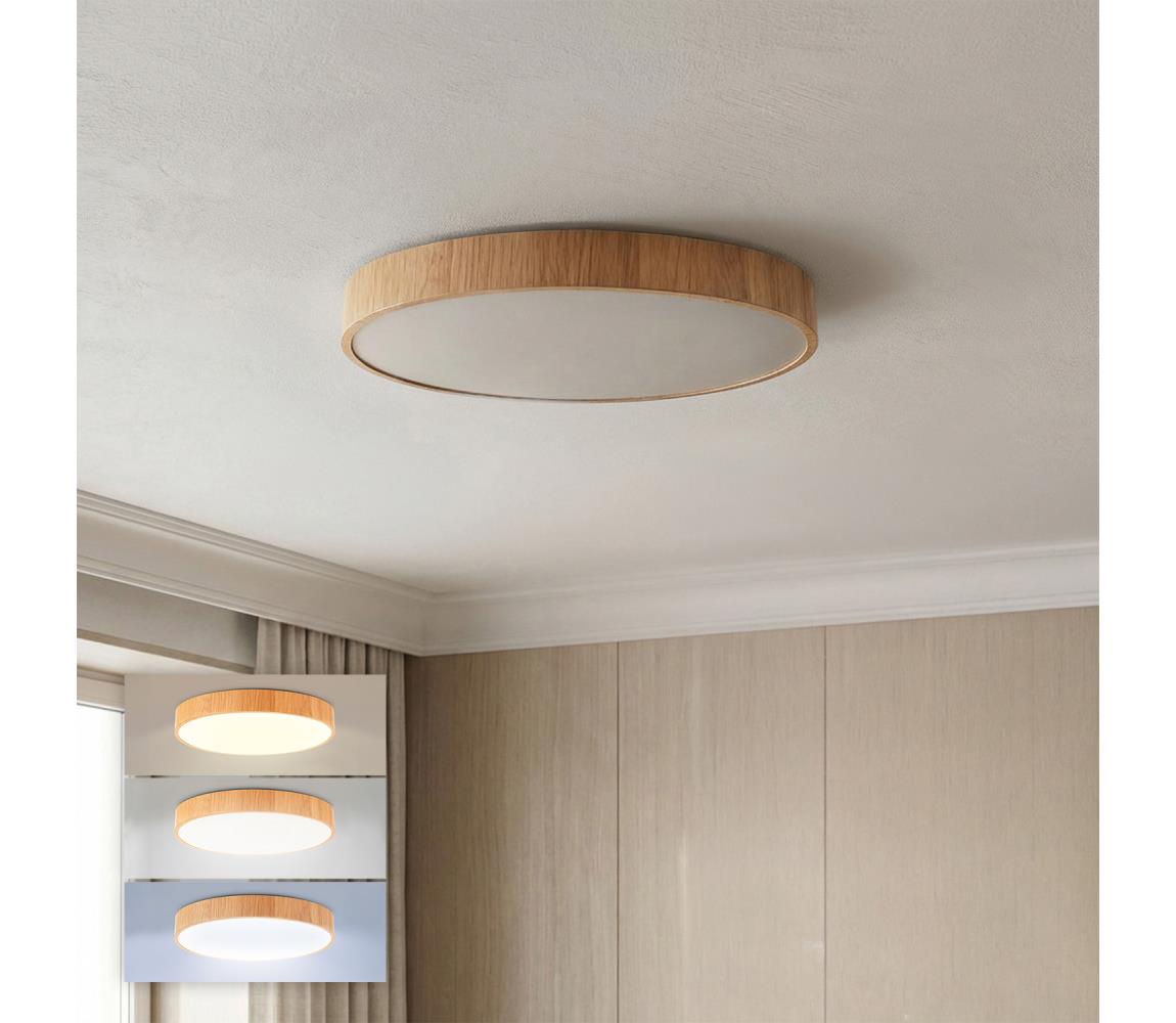 Brilagi - LED stropné svietidlo POOL LED/48W/230V 3000/4000/6000K, priemer 40 cm, s dekórom dreva WO800-OEM47-40-CCT