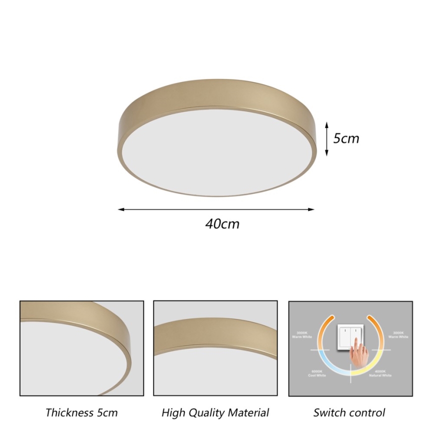 Brilagi - LED stropné svietidlo POOL LED/48W/230V 3000/4000/6000K priemer 40 cm zlatá