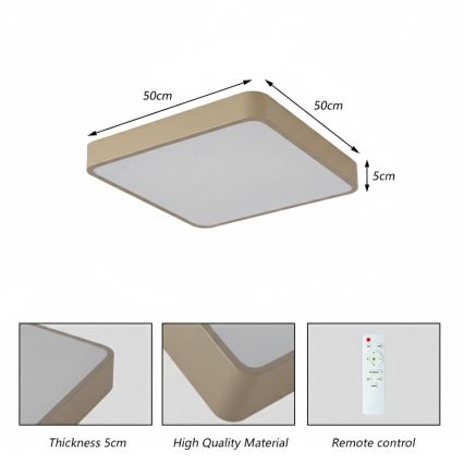 Brilagi - LED stropné svietidlo POOL LED/48W/230V 3000/4500/6000K 50x50 cm béžová
