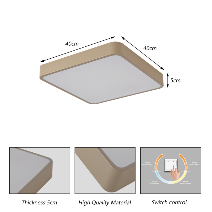 BRILAGI - LED stropné svietidlo POOL SQUARE LED/36W/230V 3000/4000/6000K 40x40 cm béžové