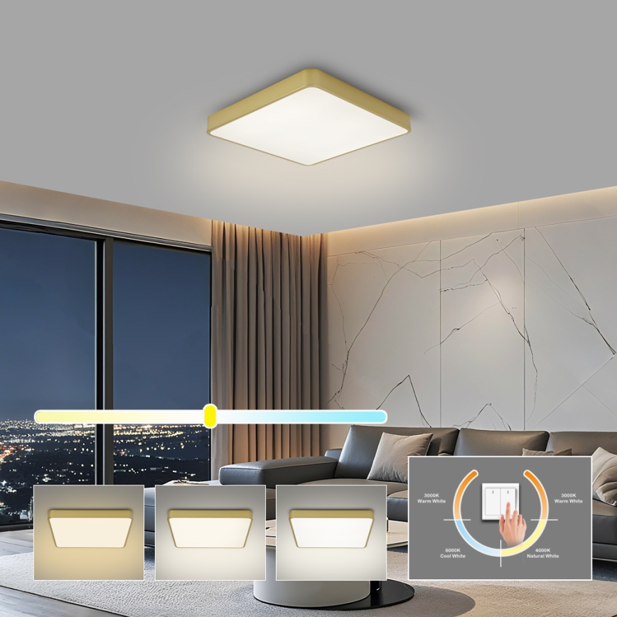 BRILAGI - LED stropné svietidlo POOL SQUARE LED/36W/230V 3000/4000/6000K 40x40 cm zlaté