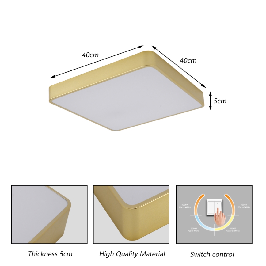 BRILAGI - LED stropné svietidlo POOL SQUARE LED/36W/230V 3000/4000/6000K 40x40 cm zlaté