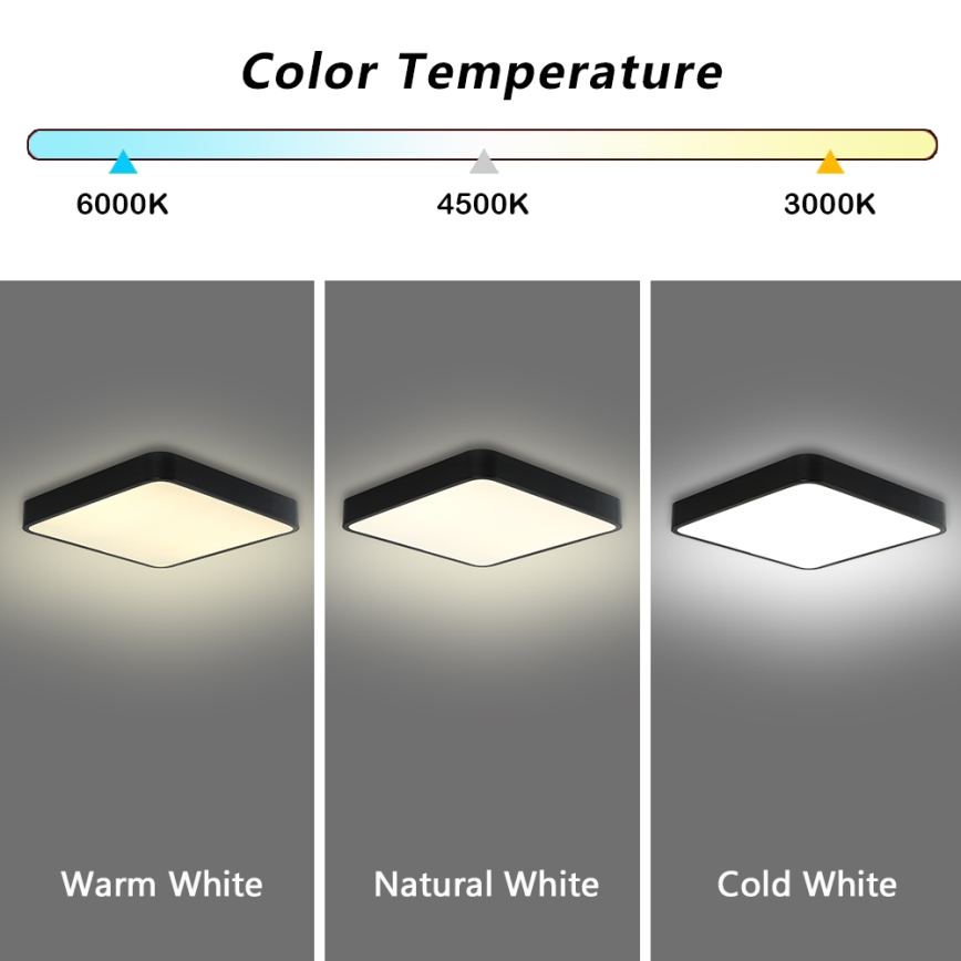 Brilagi - LED Stropné svietidlo POOL SQUARE LED/36W/230V 3000/4500/6000K 40x40 cm čierna