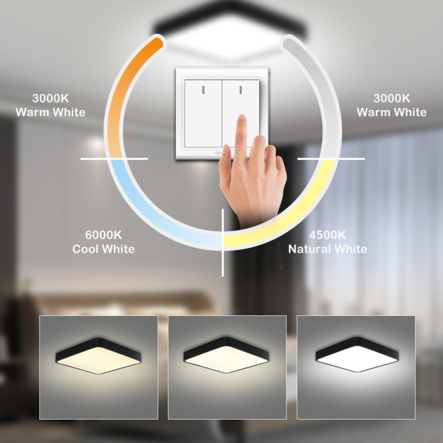 Brilagi - LED stropné svietidlo POOL SQUARE LED/36W/230V 3000/4500/6000K 40x40 cm čierne