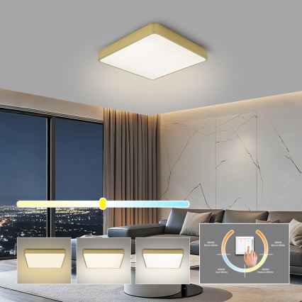 Brilagi - LED stropné svietidlo POOL SQUARE LED/48W/230V 3000/4000/6000K 50x50 cm zlaté