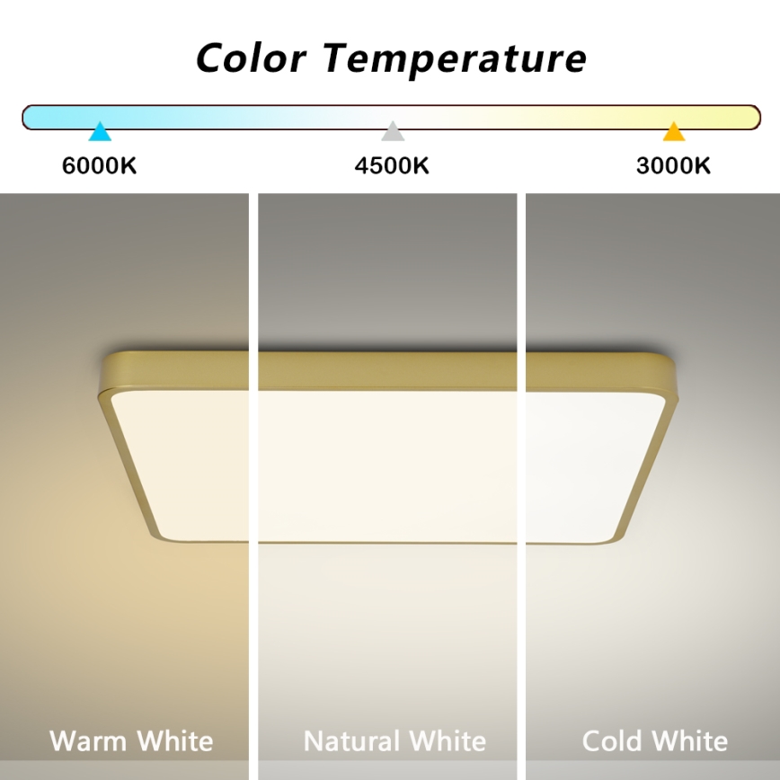 Brilagi - LED stropné svietidlo POOL SQUARE LED/48W/230V 3000/4000/6000K 50x50 cm zlaté
