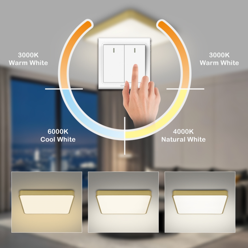 Brilagi - LED stropné svietidlo POOL SQUARE LED/48W/230V 3000/4000/6000K 50x50 cm zlaté