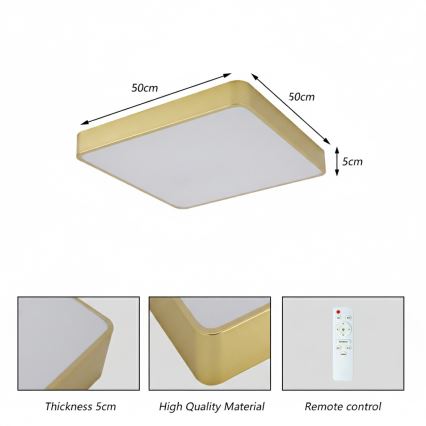 Brilagi - LED stropné svietidlo POOL SQUARE LED/48W/230V 3000/4000/6000K 50x50 cm zlaté