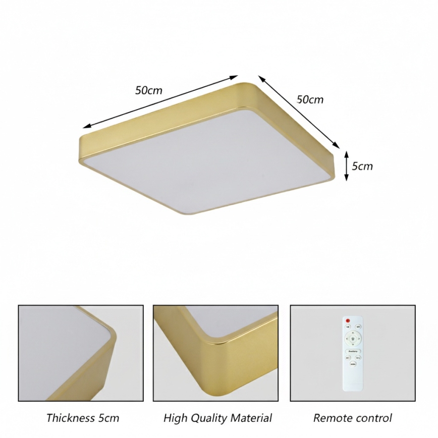 Brilagi - LED stropné svietidlo POOL SQUARE LED/48W/230V 3000/4000/6000K 50x50 cm zlaté