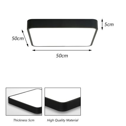 Brilagi - LED stropné svietidlo POOL SQUARE LED/48W/230V 3000/4500/6000K 50x50 cm čierne