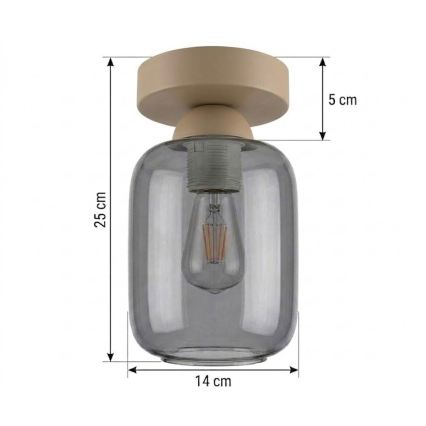 BRILAGI - LED stropné svietidlo RETRO GLASS 1xE27/60W/230V priemer 14 cm béžová/zadymená sivá