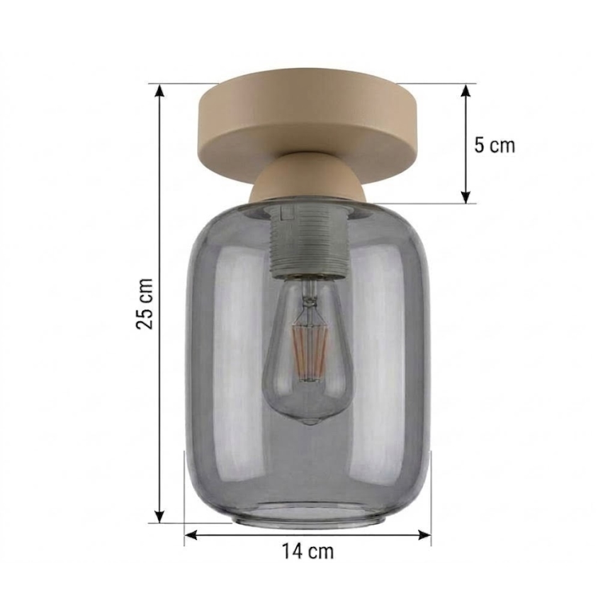 BRILAGI - LED stropné svietidlo RETRO GLASS 1xE27/60W/230V priemer 14 cm béžová/zadymená sivá