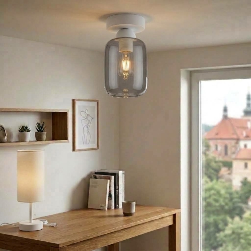 BRILAGI - LED Stropné svietidlo RETRO GLASS 1xE27/60W/230V pr. 14 cm biela/dymovo šedá