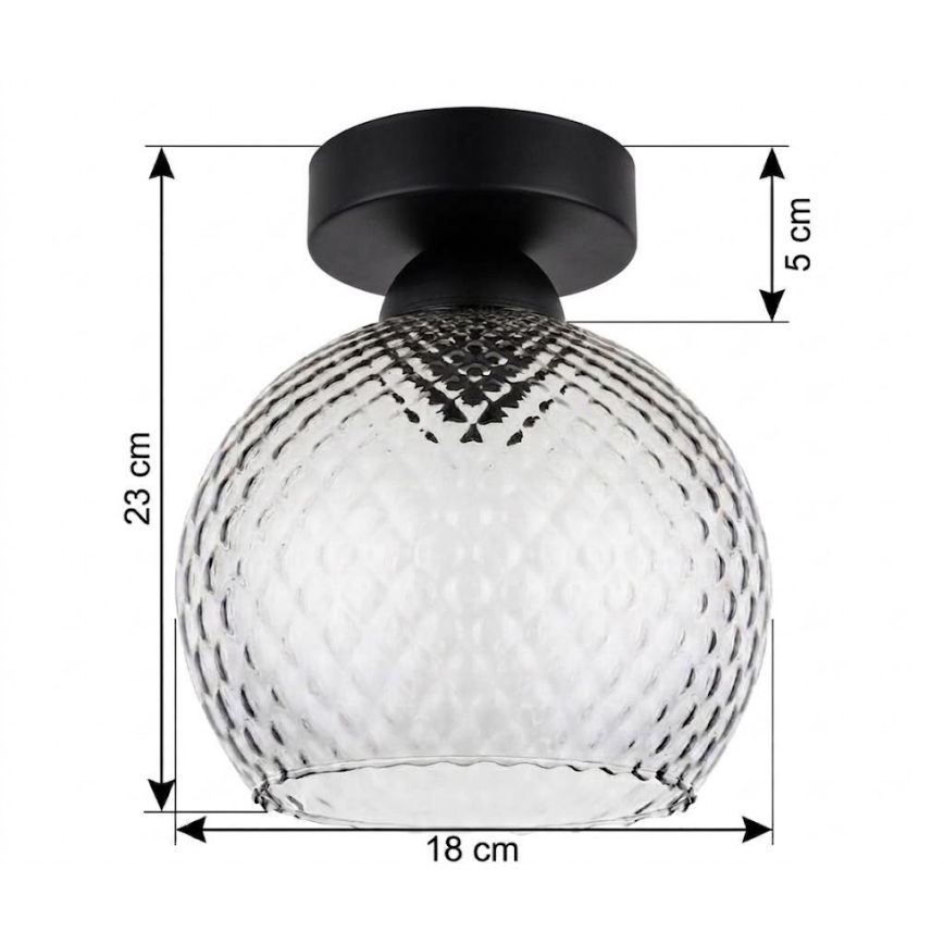 BRILAGI - LED Stropné svietidlo RETRO GLASS 1xE27/60W/230V pr. 18 cm čierna/dymová sivá
