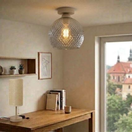 BRILAGI - LED stropné svietidlo RETRO GLASS 1xE27/60W/230V pr. 25 cm béžová/dymová sivá