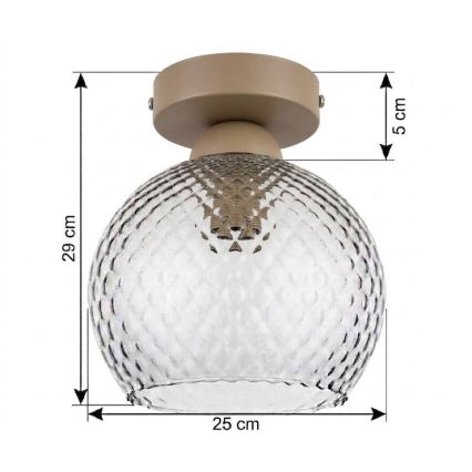 BRILAGI - LED stropné svietidlo RETRO GLASS 1xE27/60W/230V pr. 25 cm béžová/dymová sivá