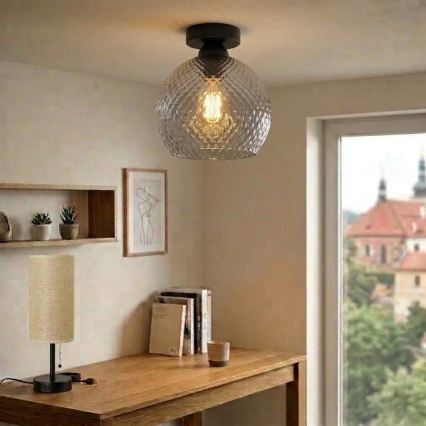 BRILAGI - LED Stropné svietidlo RETRO GLASS 1xE27/60W/230V priemer 25 cm čierna/dymová sivá