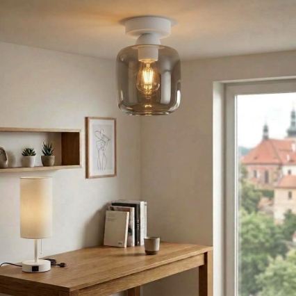 BRILAGI - LED Stropné svietidlo RETRO GLASS 1xE27/60W/230V pr. 14 cm biela/dymová sivá