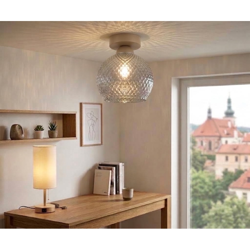 BRILAGI - LED Stropné svietidlo RETRO GLASS 1xE27/60W/230V pr. 18 cm béžová/dymová sivá