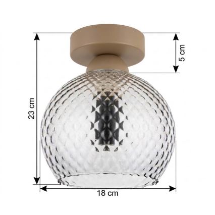 BRILAGI - LED Stropné svietidlo RETRO GLASS 1xE27/60W/230V pr. 18 cm béžová/dymová sivá