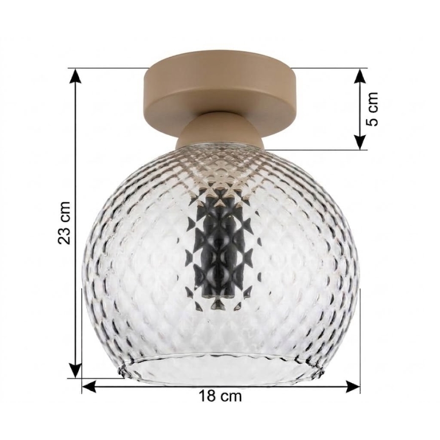 BRILAGI - LED Stropné svietidlo RETRO GLASS 1xE27/60W/230V pr. 18 cm béžová/dymová sivá