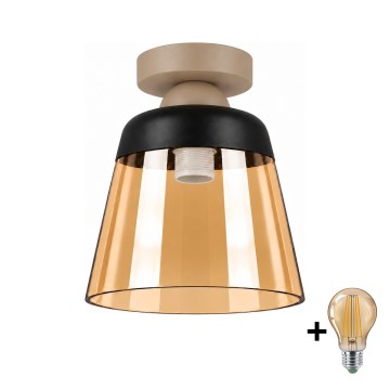 BRILAGI - LED Stropné svietidlo RETRO GLASS 1xE27/60W/230V pr. 15,5 cm béžová/dymová béžová