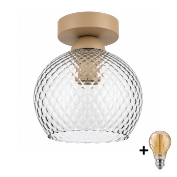 BRILAGI - LED Stropné svietidlo RETRO GLASS 1xE27/60W/230V pr. 18 cm béžová/dymová sivá
