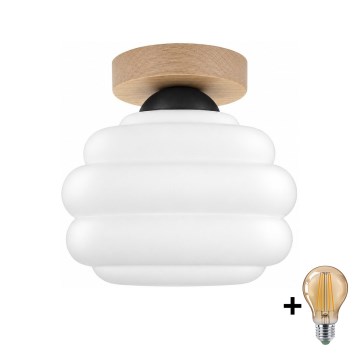 BRILAGI - LED Stropné svietidlo RETRO GLASS 1xE27/60W/230V pr. 20 cm dub/biela