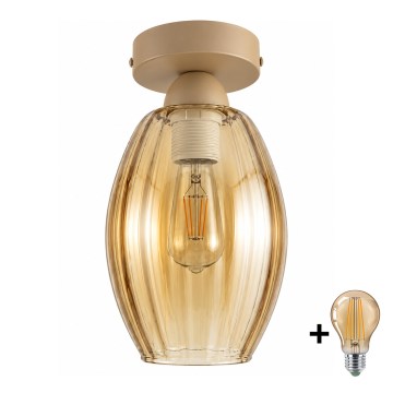 BRILAGI - LED stropné svietidlo RETRO GLASS 1xE27/60W/230V Ø 17 cm béžová/dymová béžová
