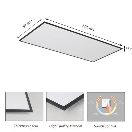 Brilagi - LED stropné svietidlo SLIMFRAME LED/80W/230V 120x60 cm 3000/4000/6000K čierne