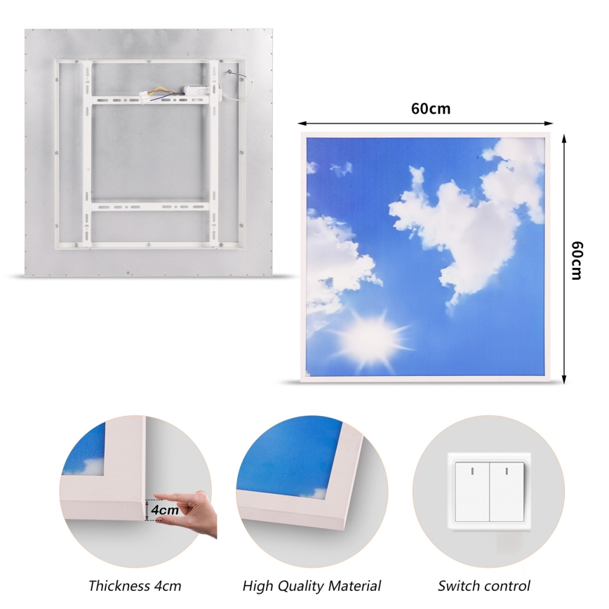 Brilagi - LED Stropné svietidlo SLIMFRAME SKY LED/58W/230V 60x60 cm strieborná/modrá