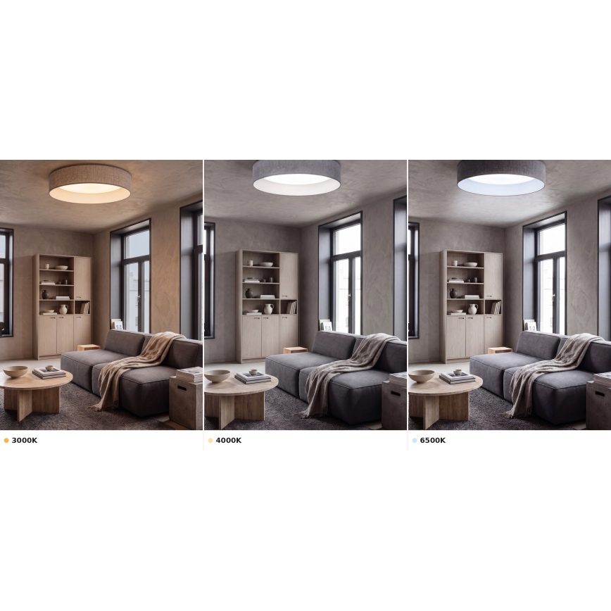 Brilagi – LED stropné svietidlo VELVET VARI, LED 24 W, 230 V, 3000/4000/6500 K (nastaviteľná teplota svetla), priemer 45 cm, sivé
