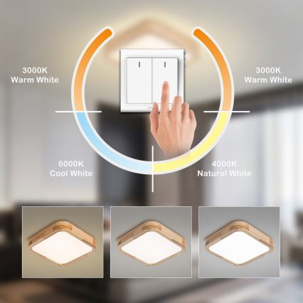 Brilagi - LED stropné svietidlo WOODLINE SQUARE LED/32W/230V 3000/4000/6000K dub 30x30 cm