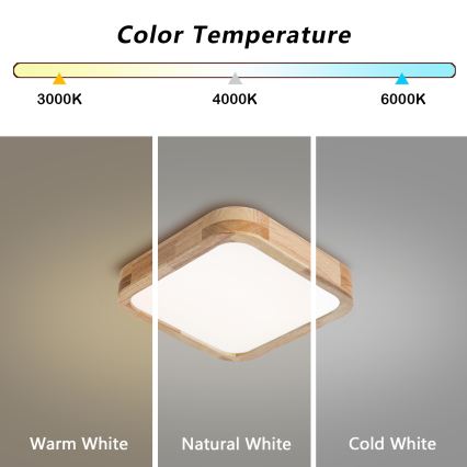Brilagi - LED stropné svietidlo WOODLINE SQUARE LED/32W/230V 3000/4000/6000K dub 30x30 cm